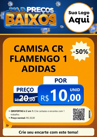 Modelo de Cartaz para Cartaz A4 Vertical com o tema Dia D Preço Baixo para Roupas e acessórios