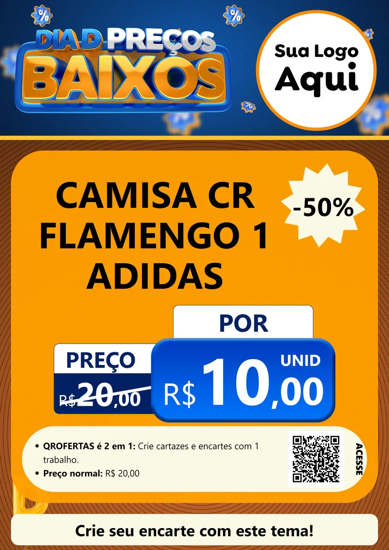 Modelo de Cartaz para Cartaz A4 Vertical com o tema Dia D Preço Baixo para Roupas e acessórios