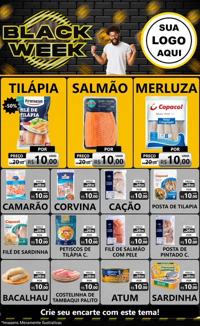 Modelo de Encarte para Encarte Grande com o tema Black Week para Peixaria