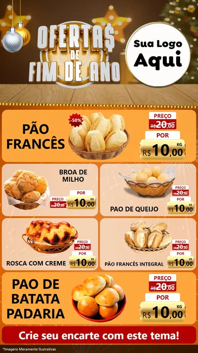 Modelo de TV para TV Vertical com o tema Ofertas de Fim de Ano para Padaria