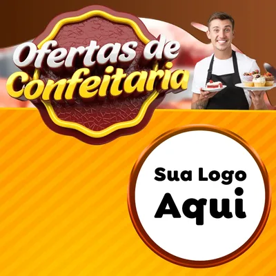 Modelo de Rede Social para Feed Facebook com o tema Ofertas de Confeitaria para Supermercado