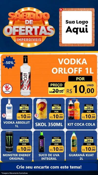 Modelo de Rede Social para Stories com o tema Sábado de Ofertas Imperdíveis para Distribuidora de bebidas