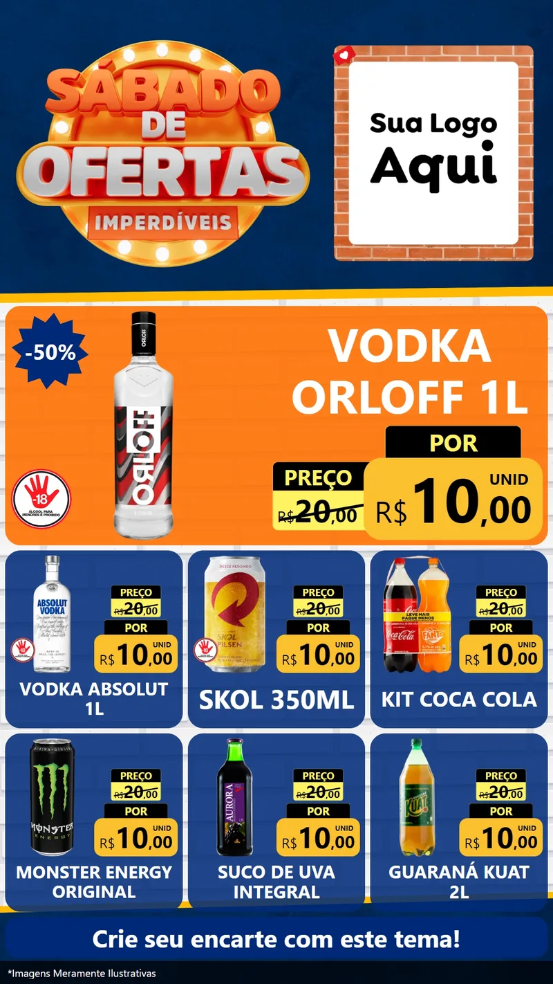 Modelo de Rede Social para Stories com o tema Sábado de Ofertas Imperdíveis para Distribuidora de bebidas