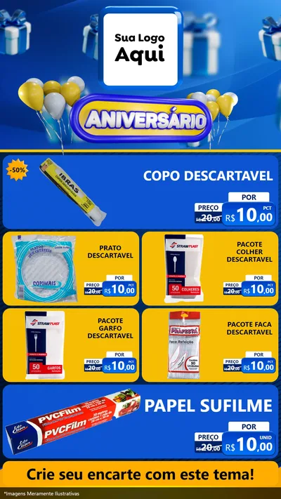 Modelo de TV para TV Vertical com o tema Aniversário para Embalagens