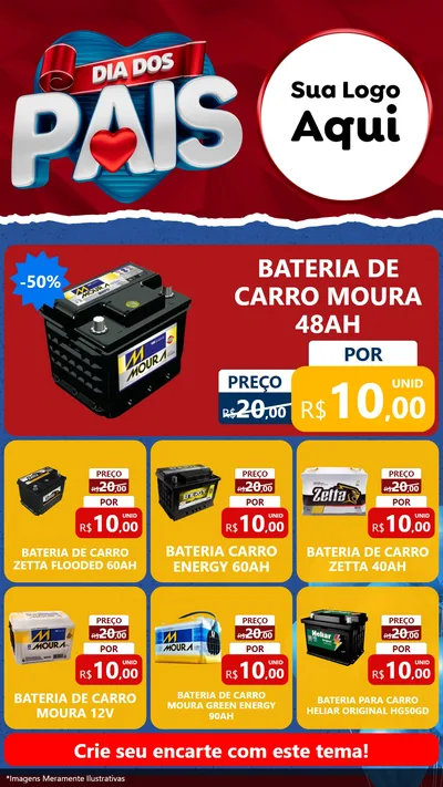 Modelo de Rede Social para Stories com o tema Dia dos Pais para Baterias Elétricas
