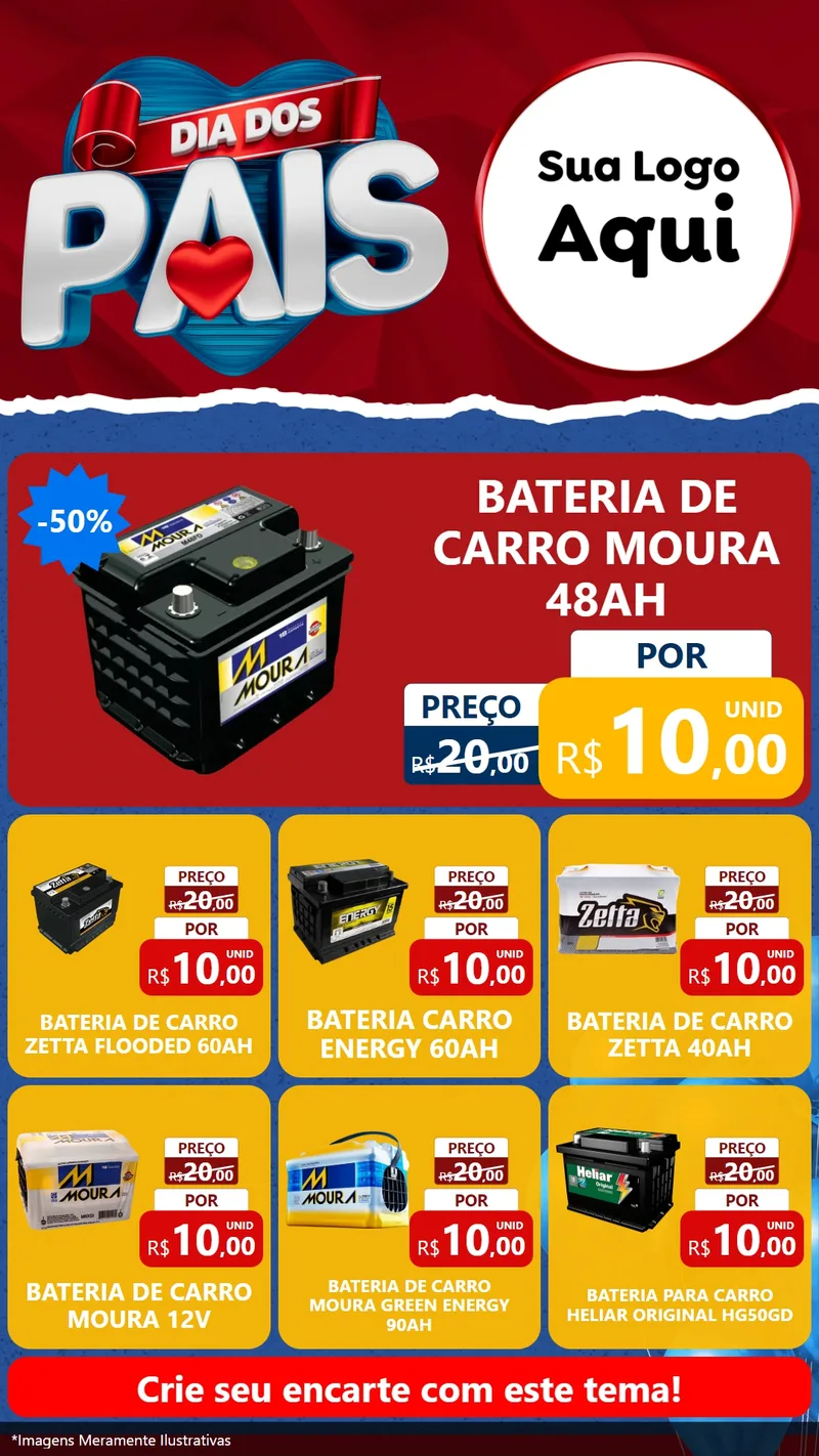 Modelo de Rede Social para Stories com o tema Dia dos Pais para Baterias Elétricas