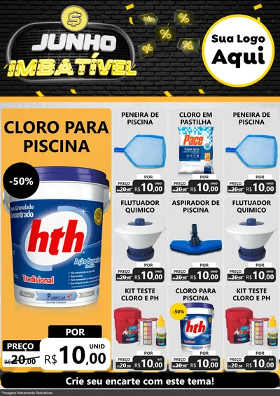 Modelo de Encarte para Encarte A4 Vertical com o tema Junho Imbatível para Produtos para Piscina