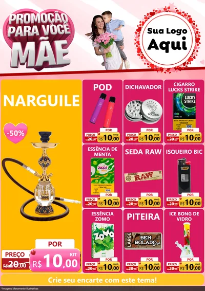 Modelo de Encarte para Encarte A4 Vertical com o tema Promoção Para Você Mãe para Tabacaria
