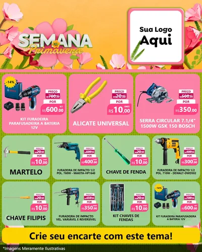 Modelo de Rede Social para Feed Instagram com o tema Semana da Primavera para Maquinas e Ferramentas