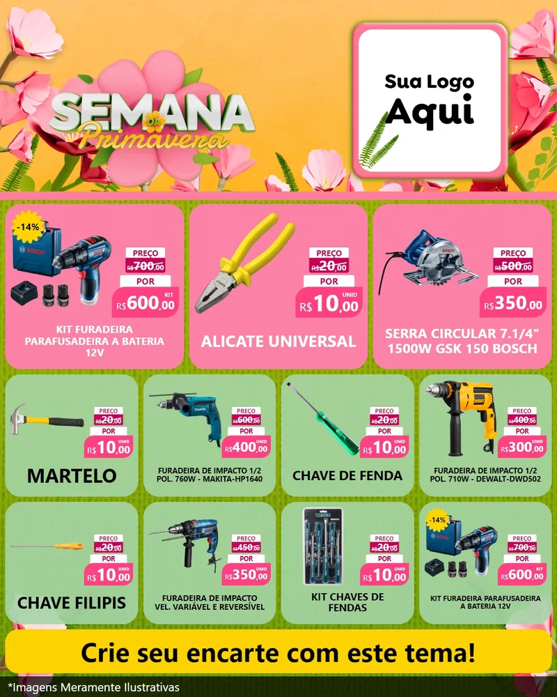 Modelo de Rede Social para Feed Instagram com o tema Semana da Primavera para Maquinas e Ferramentas