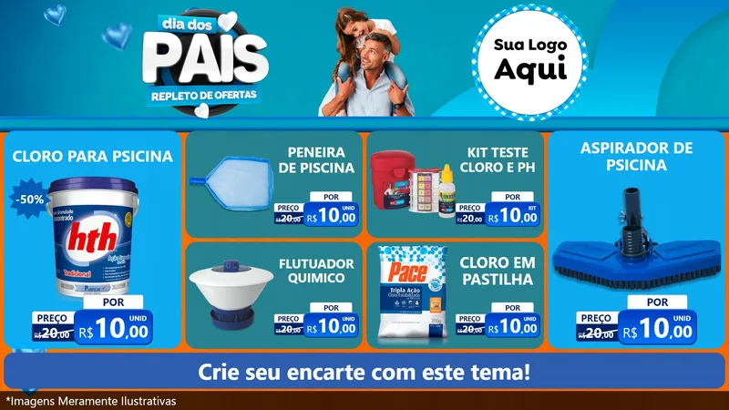 Modelo de TV para TV Horizontal com o tema Dia Dos Pais Repleto de Ofertas para Produtos para Piscina