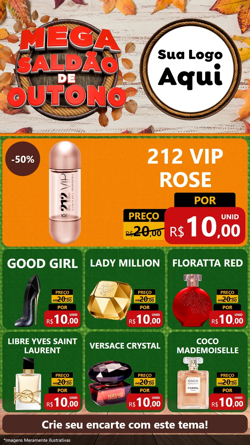 Modelo de Rede Social para Stories com o tema Mega Saldão de Outono para Perfumes