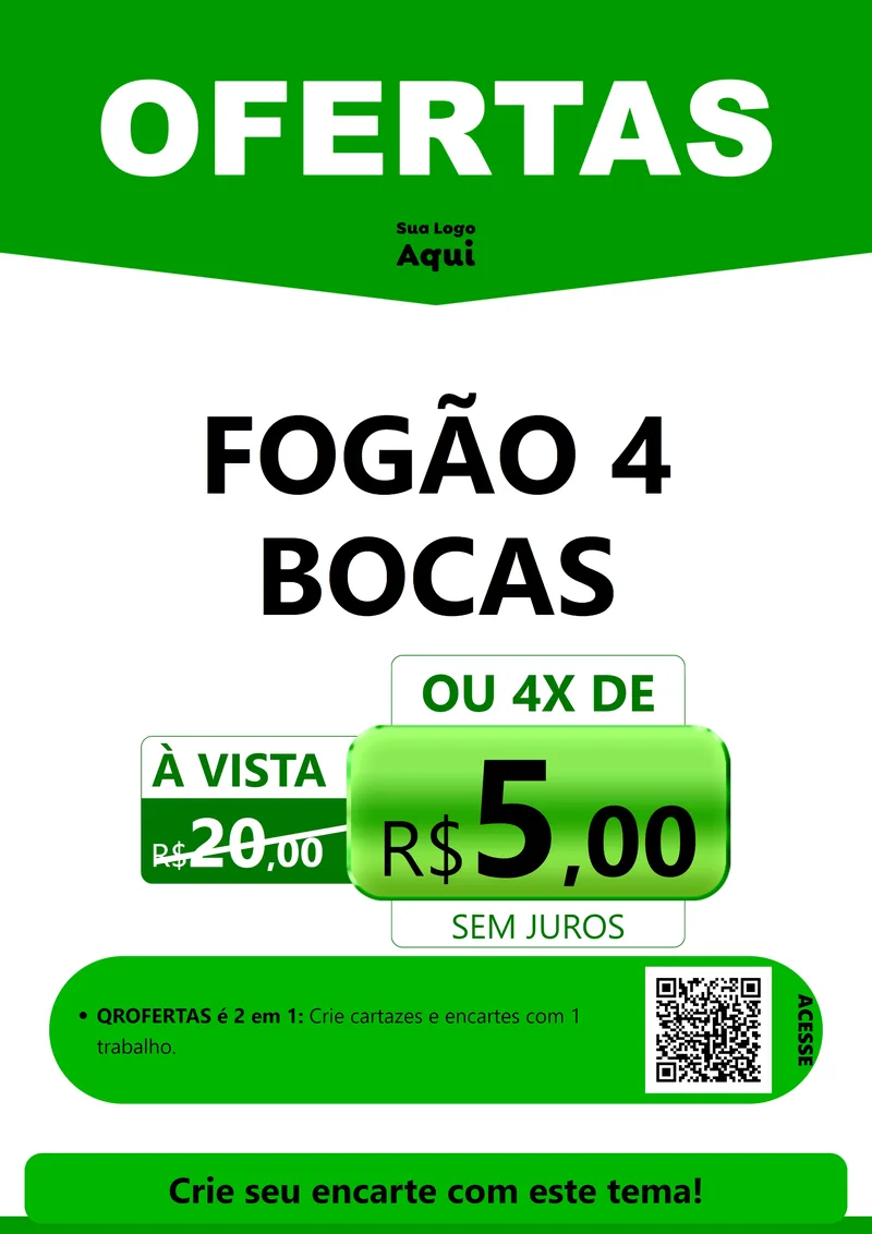 Modelo de Cartaz para Cartaz A4 Vertical com o tema Ofertas Verde Cartaz para Móveis e Eletro