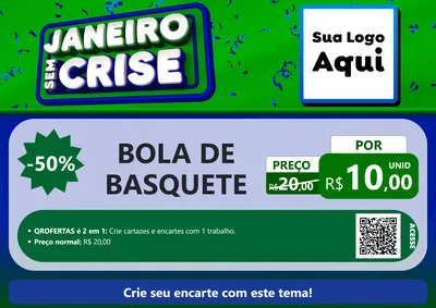 Modelo de Cartaz para Cartaz A4 Horizontal com o tema Janeiro Sem Crise para Artigos Esportivos