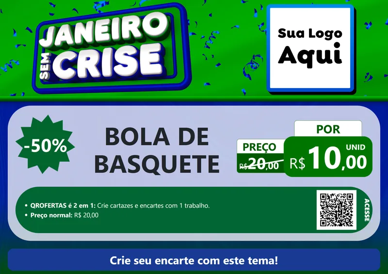 Modelo de Cartaz para Cartaz A4 Horizontal com o tema Janeiro Sem Crise para Artigos Esportivos