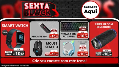 Modelo de TV para TV Horizontal com o tema Sexta Black para Informática