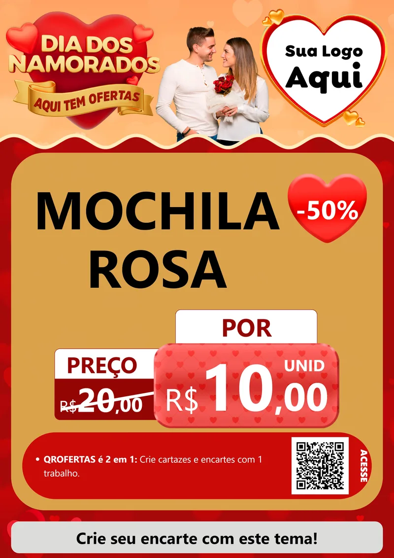 Modelo de Cartaz para Cartaz A4 Vertical com o tema Dia dos Namorados - Aqui Tem Ofertas para Papelaria