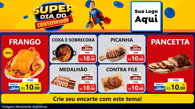 Modelo de TV para TV Horizontal com o tema Super Dia do Consumidor para Assados