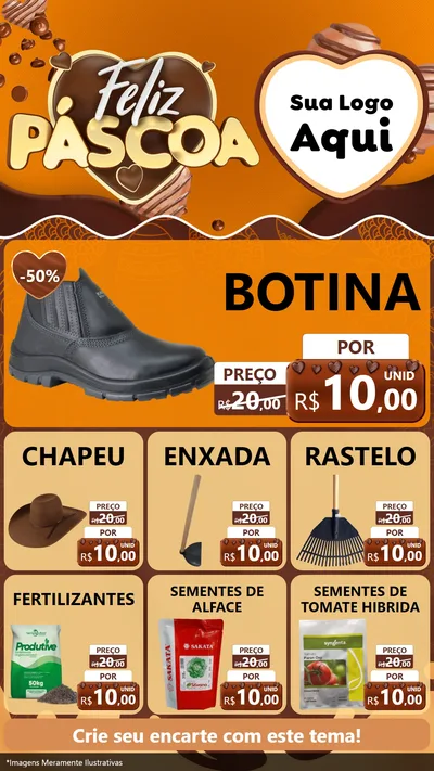 Modelo de Rede Social para Stories com o tema Feliz Páscoa para Agropecuária