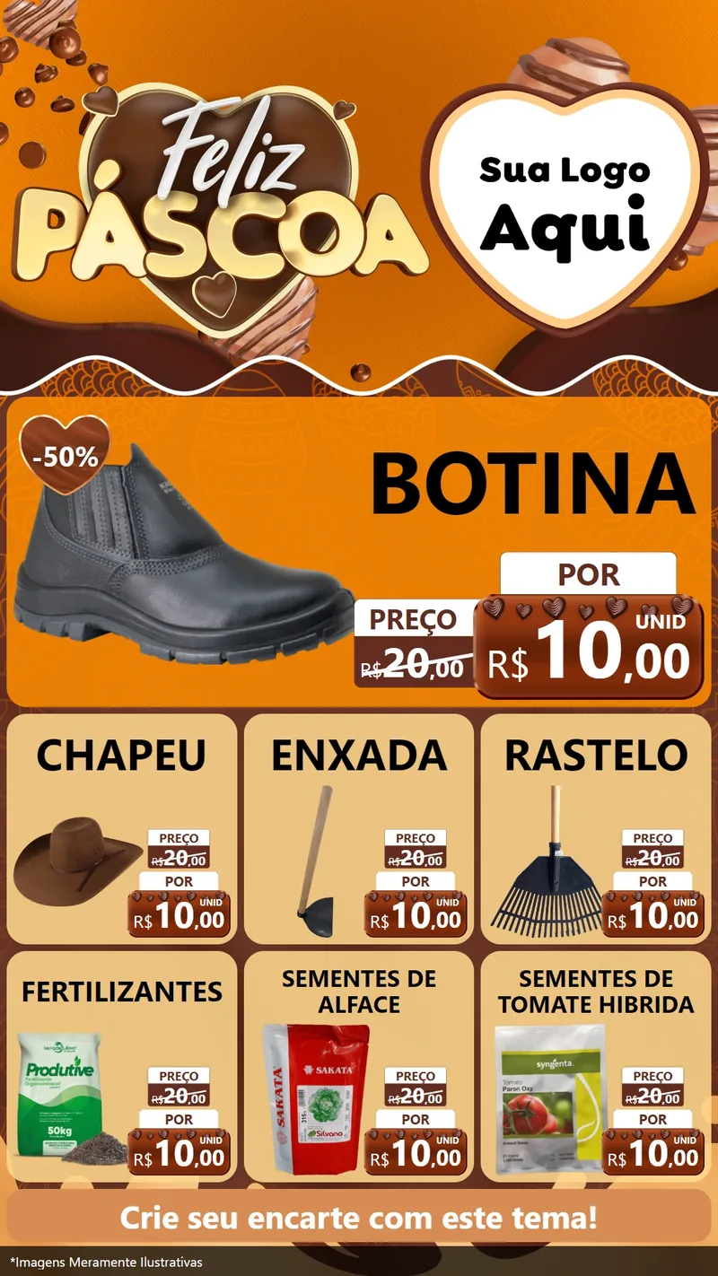 Modelo de Rede Social para Stories com o tema Feliz Páscoa para Agropecuária