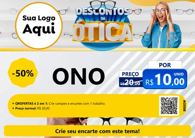 Modelo de Cartaz para Cartaz A4 Horizontal com o tema Descontos da Ótica para Óticas
