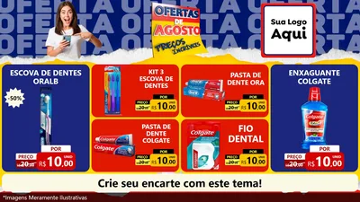 Modelo de TV para TV Horizontal com o tema Ofertas de Agosto - Preços Incríveis para Higiene Pessoal
