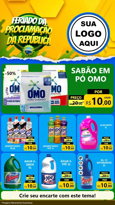 Modelo de Rede Social para Stories com o tema Feriado da Proclamação da República para Produtos de Limpeza