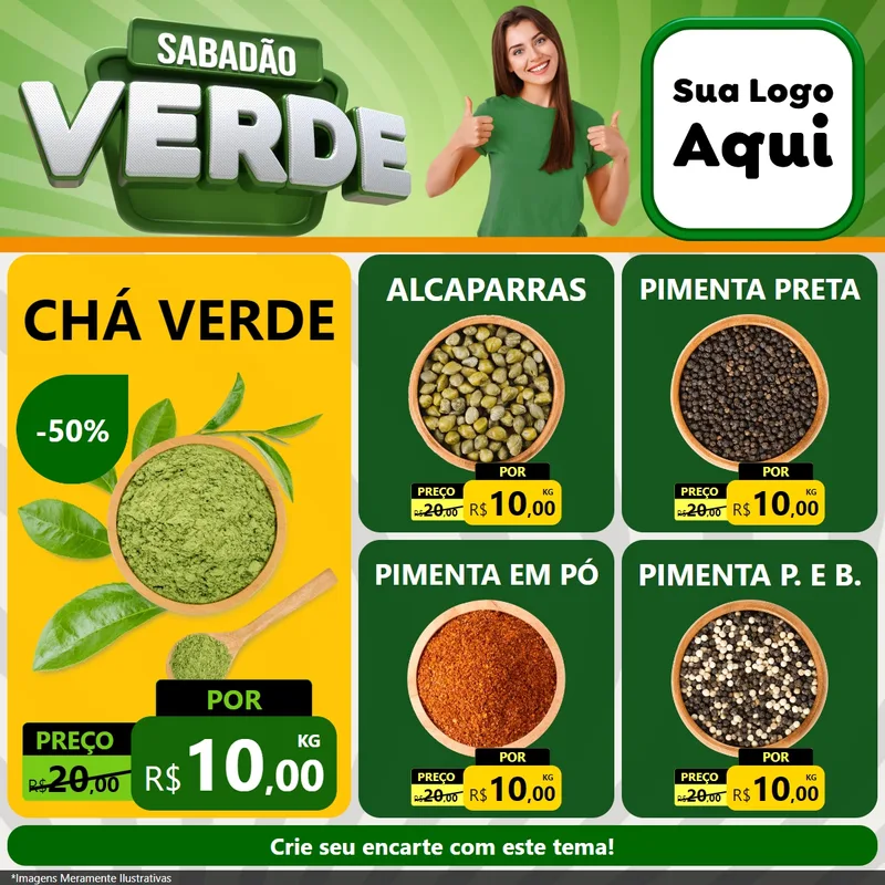 Modelo de Rede Social para Feed Facebook com o tema Sabadão Verde para Produtos Naturais