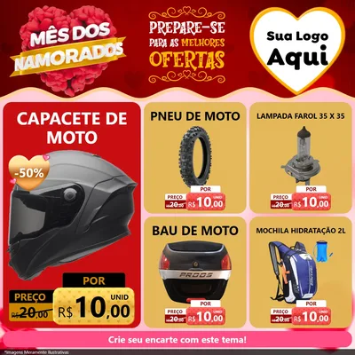 Modelo de Rede Social para Feed Facebook com o tema Mês dos Namorados para Moto peças