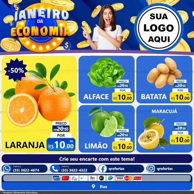 Modelo de Rede Social para Feed Facebook com o tema Janeiro da Economia para Hortifrúti