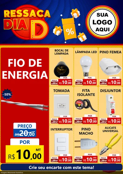 Modelo de Encarte para Encarte A4 Vertical com o tema Ressaca Dia D para Materiais Elétricos