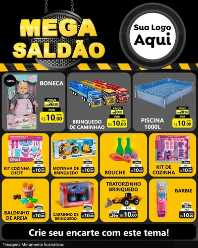Modelo de Rede Social para Feed Instagram com o tema Mega Saldão para Brinquedos