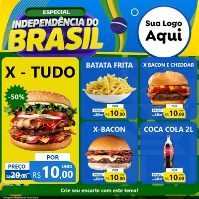 Modelo de Rede Social para Feed Facebook com o tema Especial Independência do Brasil para Hamburgueria
