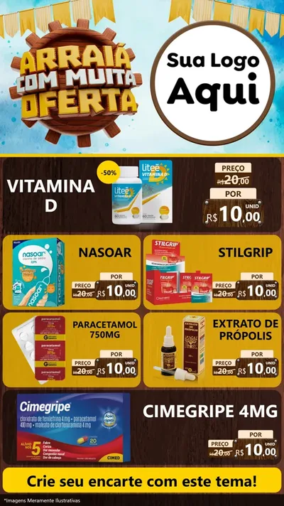 Modelo de TV para TV Vertical com o tema Ofertas de São João - Junina para Farmácia