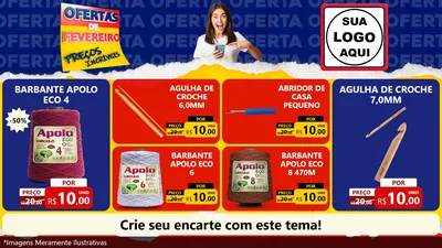 Modelo de TV para TV Horizontal com o tema Ofertas de Fevereiro - Preços Incríveis para Armarinho e Aviamentos