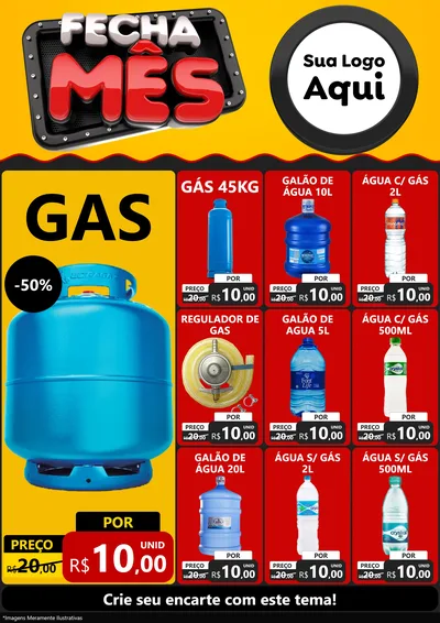 Modelo de Encarte para Encarte A4 Vertical com o tema Fecha Mês para Água e gás