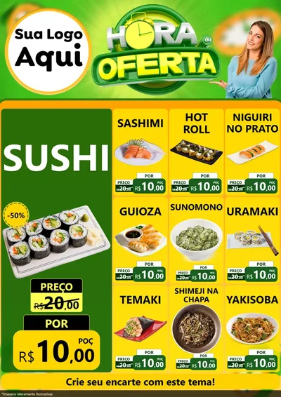 Modelo de Encarte para Encarte A4 Vertical com o tema Hora da Oferta para Comida japonesa
