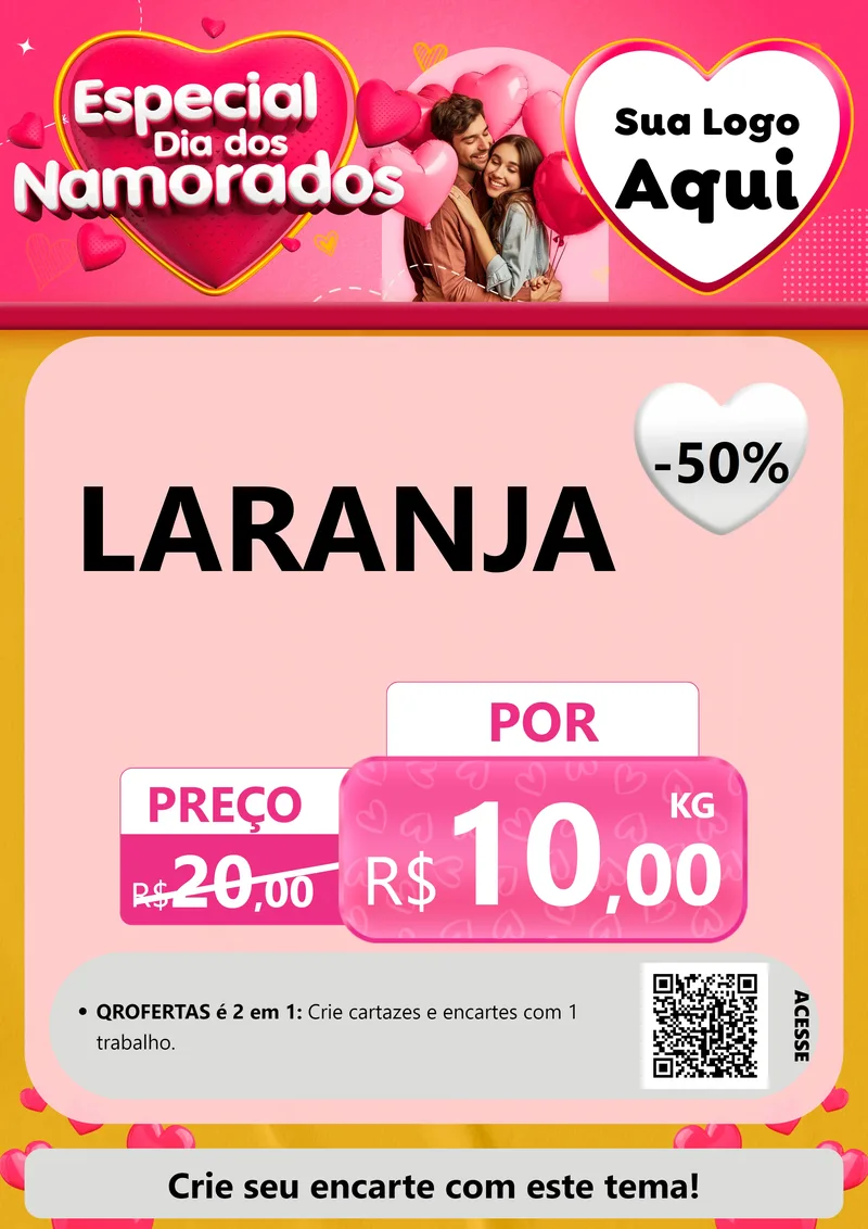 Modelo de Cartaz para Cartaz A4 Vertical com o tema Especial Dia dos Namorados para Hortifrúti