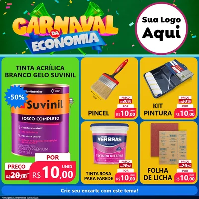 Modelo de Rede Social para Feed Facebook com o tema Carnaval da Economia para Tintas e Ferramentas