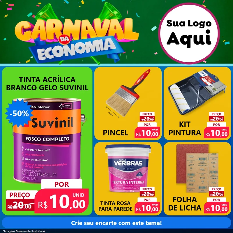 Modelo de Rede Social para Feed Facebook com o tema Carnaval da Economia para Tintas e Ferramentas