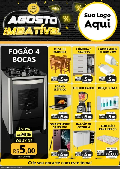 Modelo de Encarte para Encarte A4 Vertical com o tema Agosto Imbatível para Móveis e Eletro