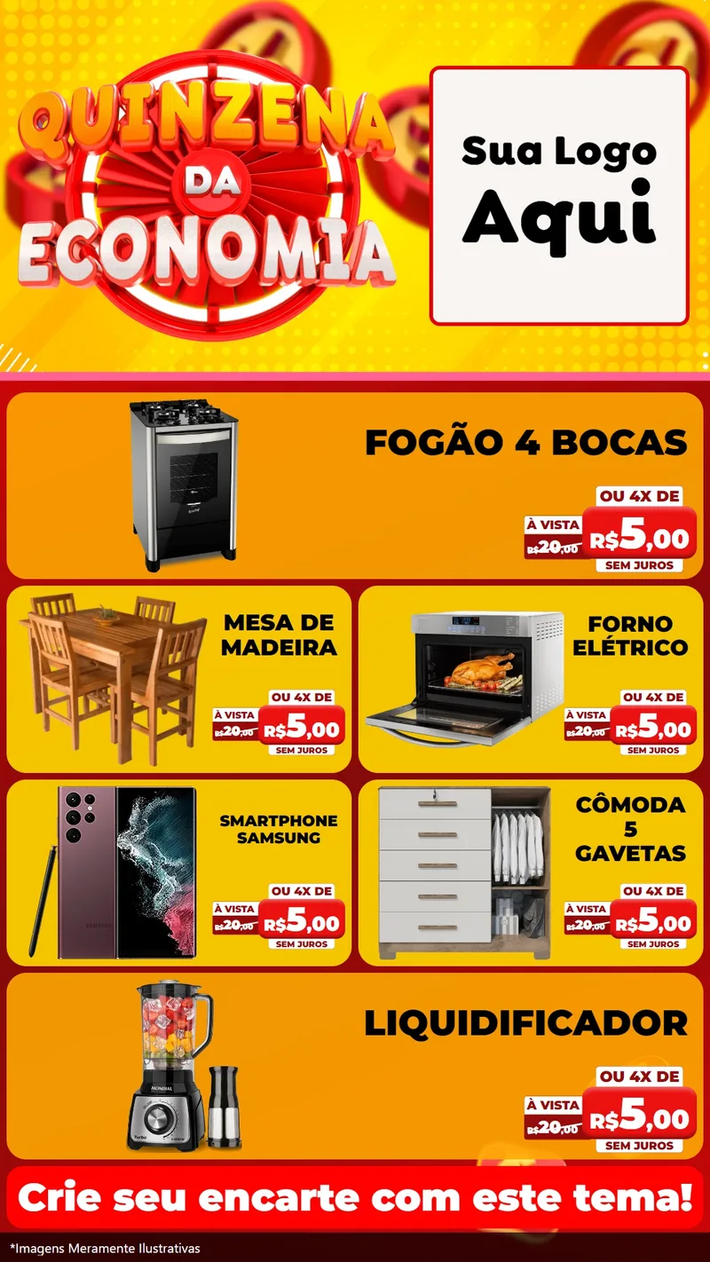 Modelo de TV para TV Vertical com o tema Quinzena Da Economia para Móveis e Eletro