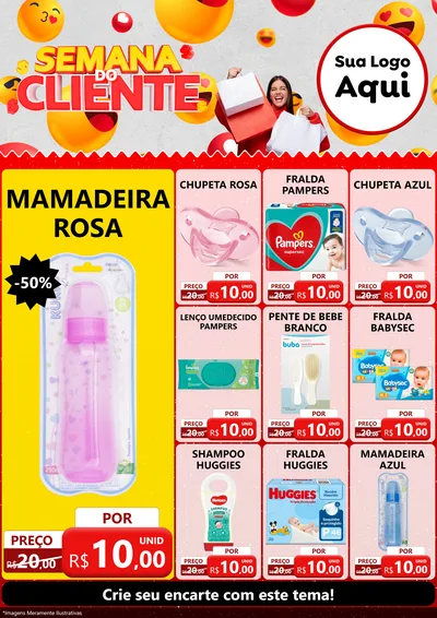 Modelo de Encarte para Encarte A4 Vertical com o tema Semana do Cliente para Bebês