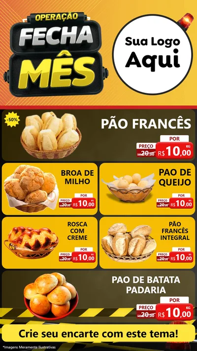 Modelo de TV para TV Vertical com o tema Operação Fecha Mês para Padaria