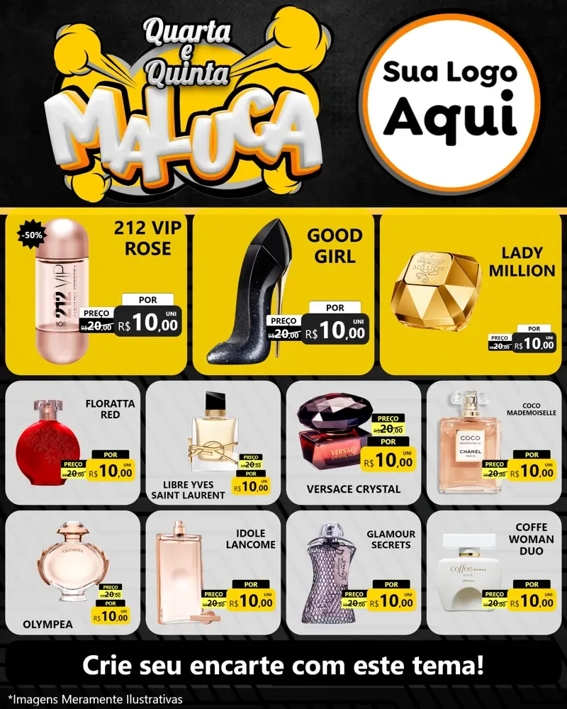Modelo de Rede Social para Feed Instagram com o tema Quarta e Quinta Maluca para Perfumes