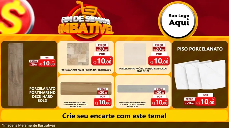 Modelo de TV para TV Horizontal com o tema Fim de Semana Imbatível para Pisos e revestimentos