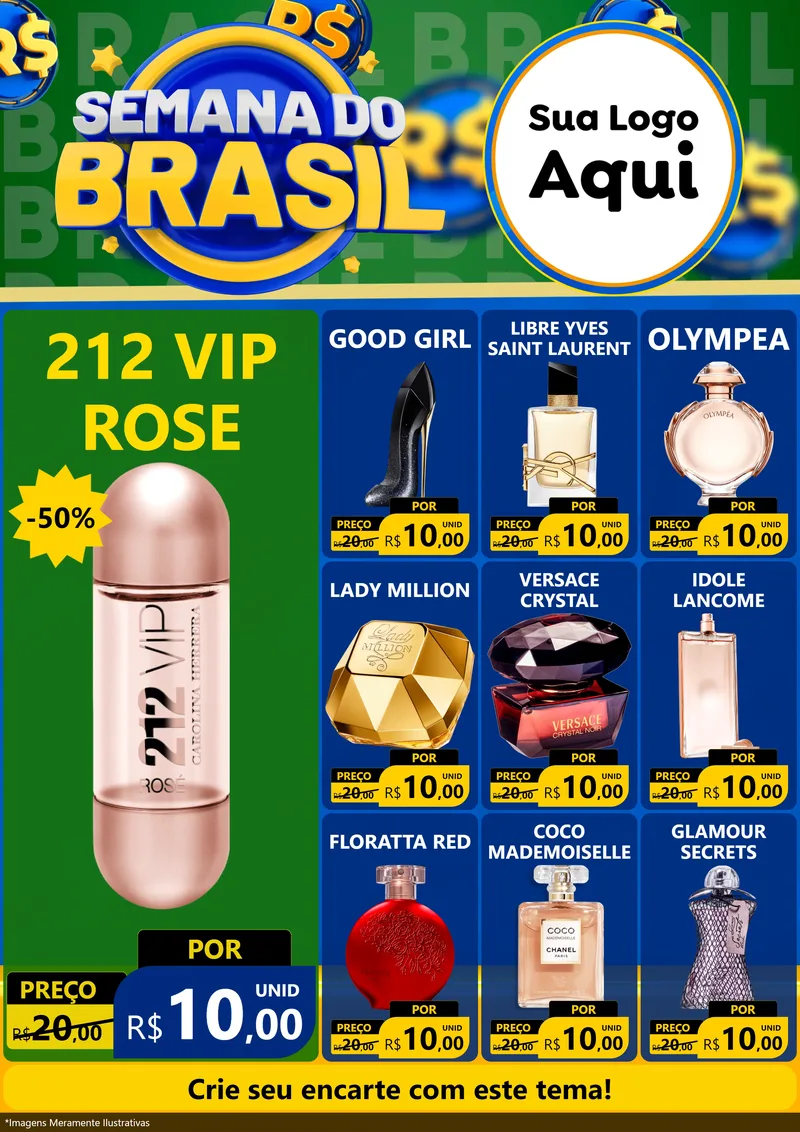Modelo de Encarte para Encarte A4 Vertical com o tema Semana Do Brasil para Perfumes