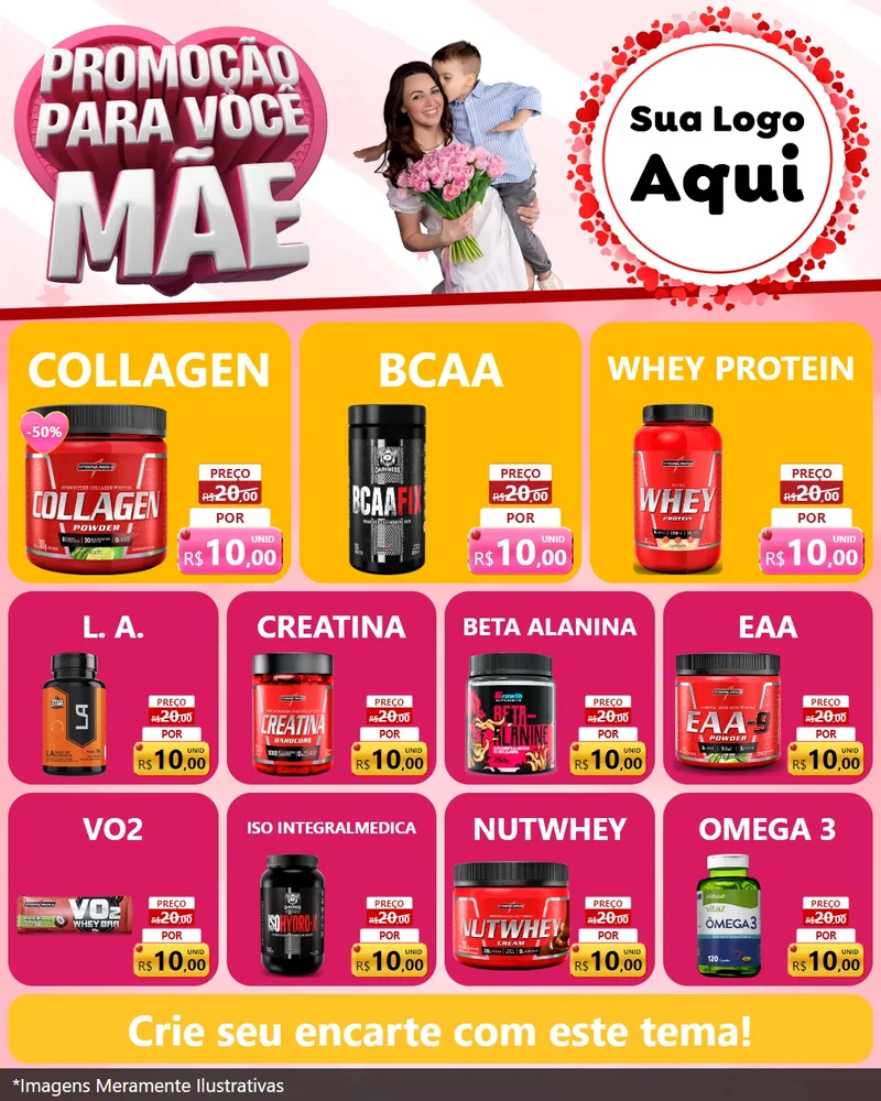 Modelo de Rede Social para Feed Instagram com o tema Promoção Para Você Mãe para Suplementos alimentares