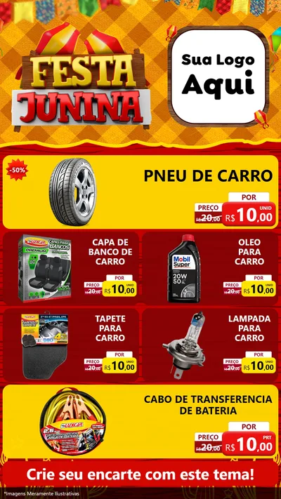 Modelo de TV para TV Vertical com o tema Festa Junina para Auto peças