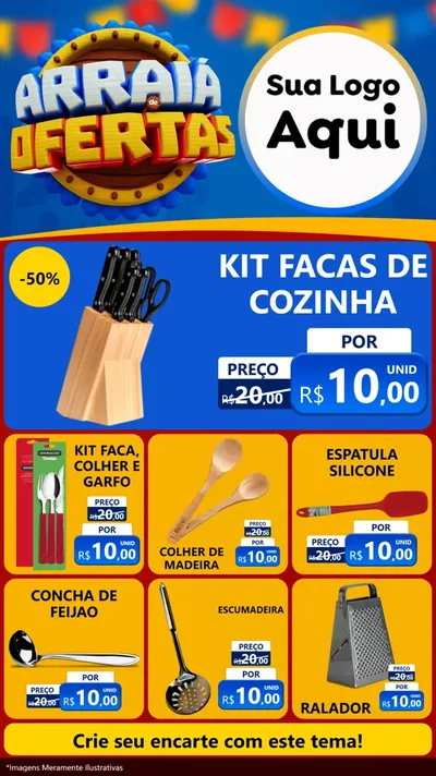 Modelo de Rede Social para Stories com o tema Arraiá de Ofertas - Junina para Utilidades Domésticas